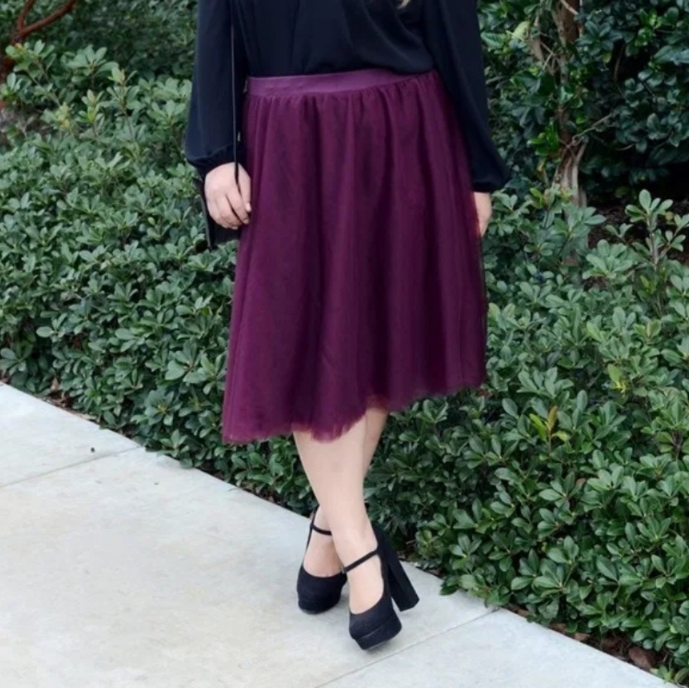 Bergundy Tulle Skirt - Picture 3 of 5